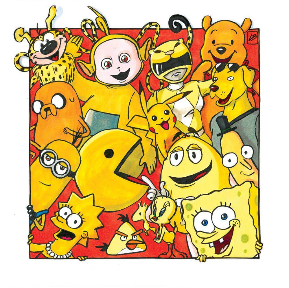 Personagens da cultura pop cor amarelo