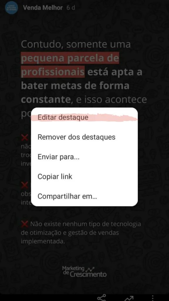 Destaques no Instagram
