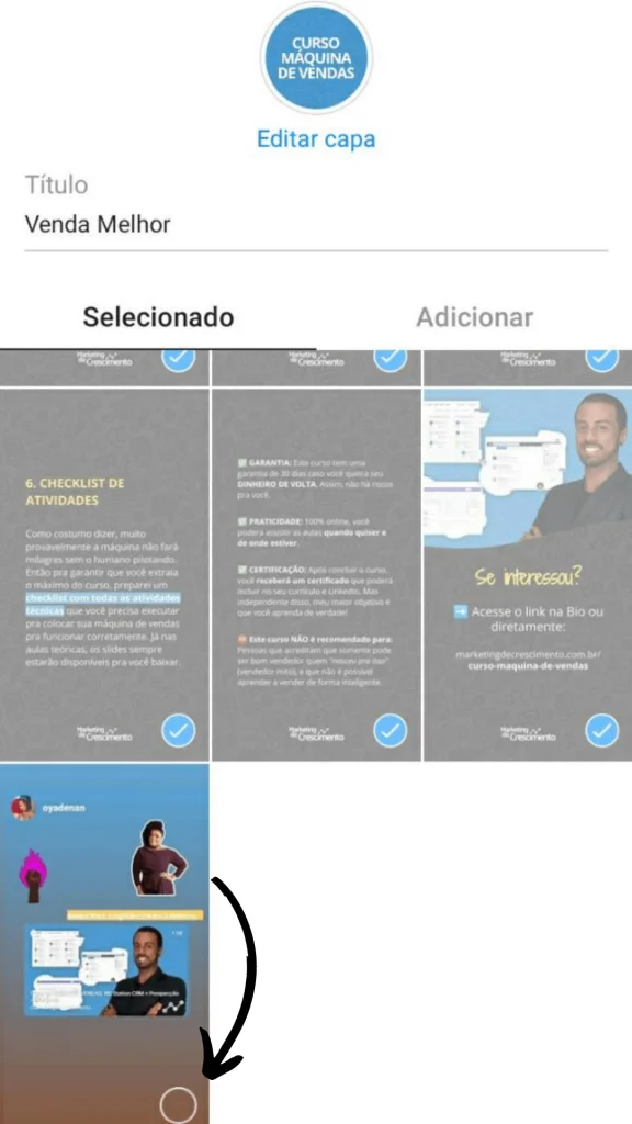 Destaques no instagram