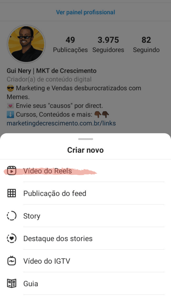 Reels no Instagram